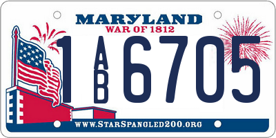 MD license plate 1AB6705