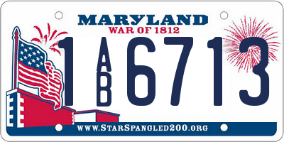 MD license plate 1AB6713