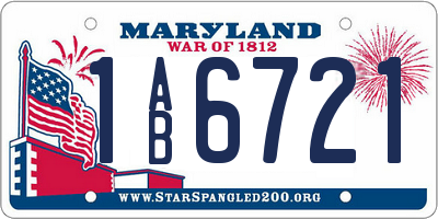 MD license plate 1AB6721