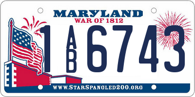 MD license plate 1AB6743