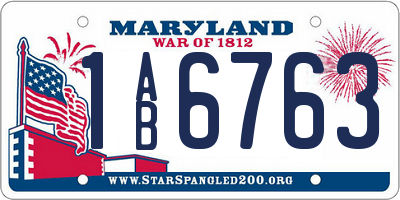MD license plate 1AB6763