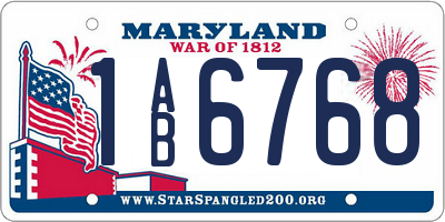 MD license plate 1AB6768