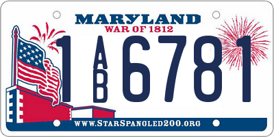 MD license plate 1AB6781