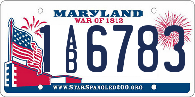 MD license plate 1AB6783