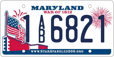 MD license plate 1AB6821