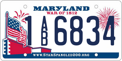 MD license plate 1AB6834