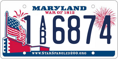 MD license plate 1AB6874
