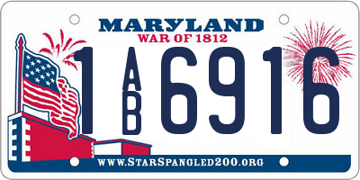 MD license plate 1AB6916