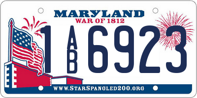 MD license plate 1AB6923