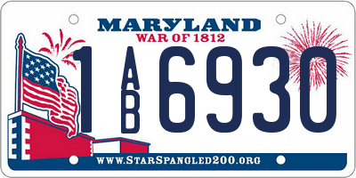 MD license plate 1AB6930