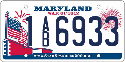 MD license plate 1AB6933