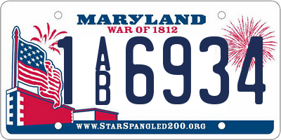 MD license plate 1AB6934