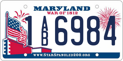 MD license plate 1AB6984