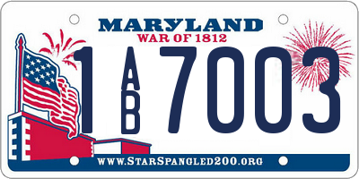 MD license plate 1AB7003