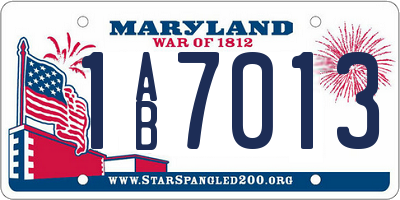 MD license plate 1AB7013