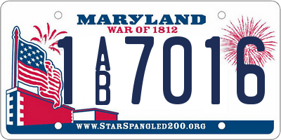 MD license plate 1AB7016