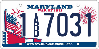 MD license plate 1AB7031