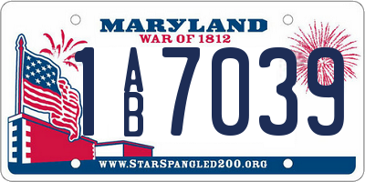 MD license plate 1AB7039