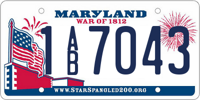 MD license plate 1AB7043