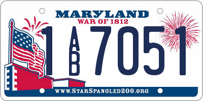 MD license plate 1AB7051