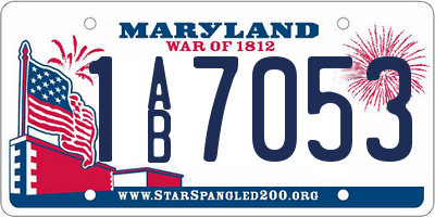 MD license plate 1AB7053