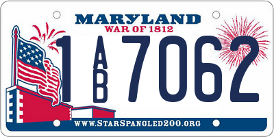 MD license plate 1AB7062