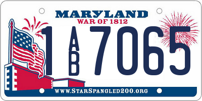 MD license plate 1AB7065