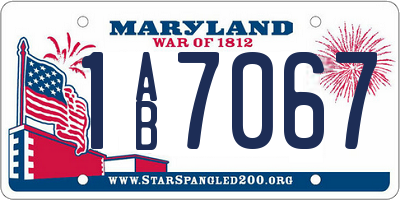 MD license plate 1AB7067