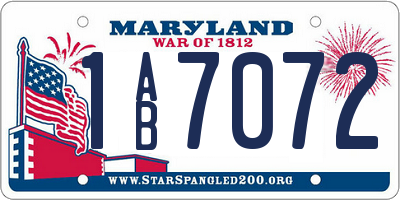 MD license plate 1AB7072