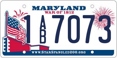 MD license plate 1AB7073