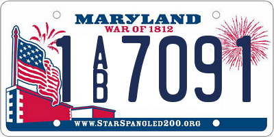 MD license plate 1AB7091