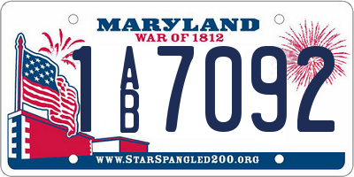 MD license plate 1AB7092