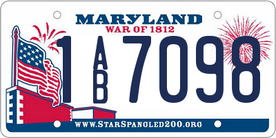 MD license plate 1AB7098