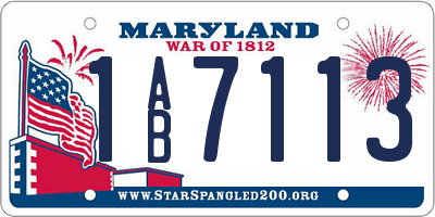 MD license plate 1AB7113