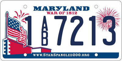 MD license plate 1AB7213