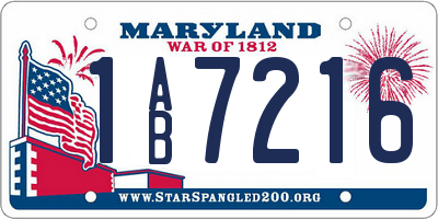 MD license plate 1AB7216