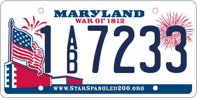 MD license plate 1AB7233