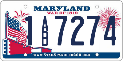 MD license plate 1AB7274