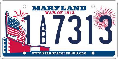 MD license plate 1AB7313