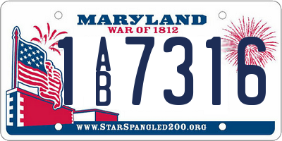 MD license plate 1AB7316