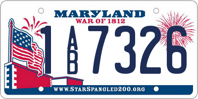 MD license plate 1AB7326