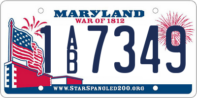 MD license plate 1AB7349