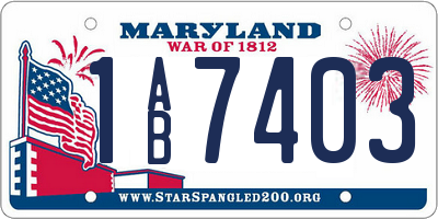 MD license plate 1AB7403