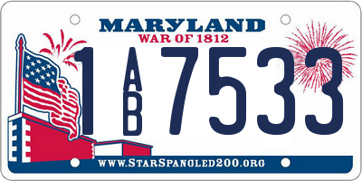 MD license plate 1AB7533