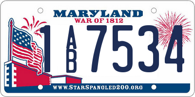 MD license plate 1AB7534