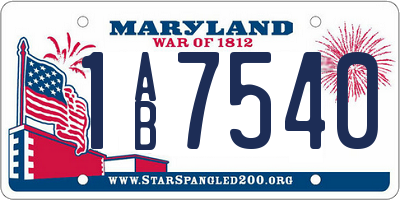 MD license plate 1AB7540