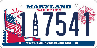 MD license plate 1AB7541