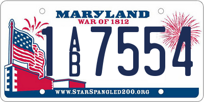 MD license plate 1AB7554