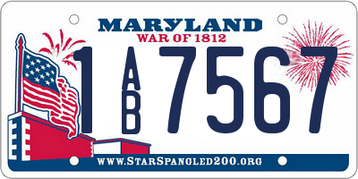 MD license plate 1AB7567