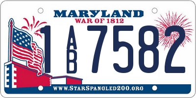 MD license plate 1AB7582